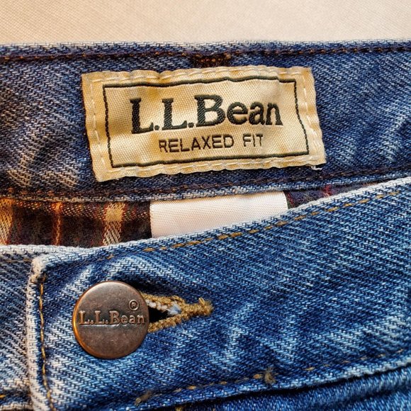 Vintage Men's L.L. Bean Relaxed Fit Flannel Plaid Lined Jeans 40x30 - Picture 4 of 15